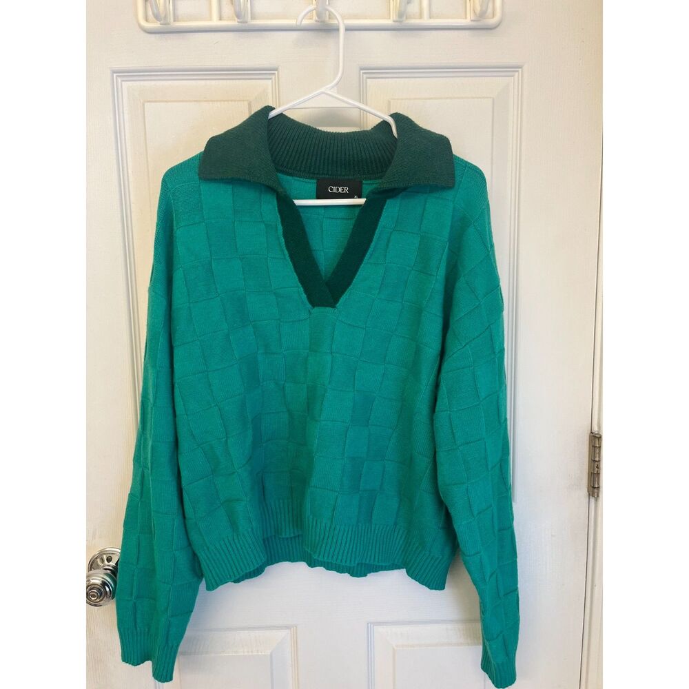 CIDER Green Checker Knit Sweater & Pants Matching Set XL/1XL NWT Pants
